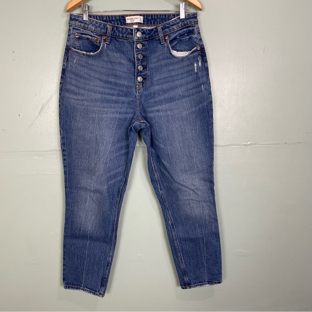 Abercrombie & Fitch High-Rise Button-Fly Jeans in Medium Blue Wash